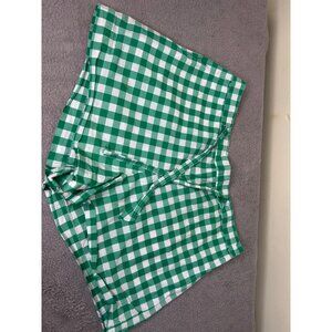 Draper James Dolly Green White Check Tie Shorts women’s size 10 side zip closure